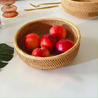 Shunmaii Hand-Woven Rattan Storage Basket – Natural Food Platter & Tray