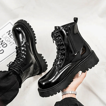 Hot Sale High Top Casual Boots Men's Shoes NewFashion Thick Bottom Motorcycle Ankle Boot for Men Winter Boots Man Shoes Lace-Up