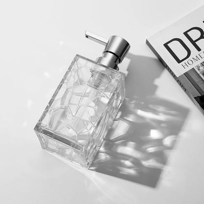 Clear Acrylic Liquid Hand Soap Dispenser（10oz） with Silver ABS Rust-Proof Pump for Bathroom, Kitchen, Countertop Transparent