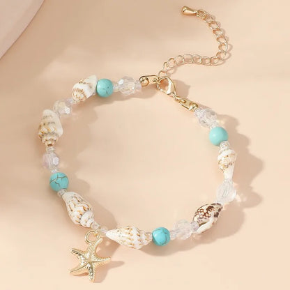 MOONBIFFY Bohemian Shell Bead Bracelet – Women's Ocean Star Turtle Woven