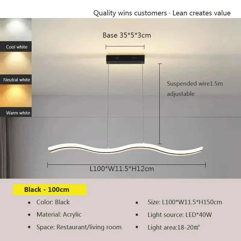 Qyartistry Modern LED Chandelier – Polished Chrome Linear Pendant Lamp