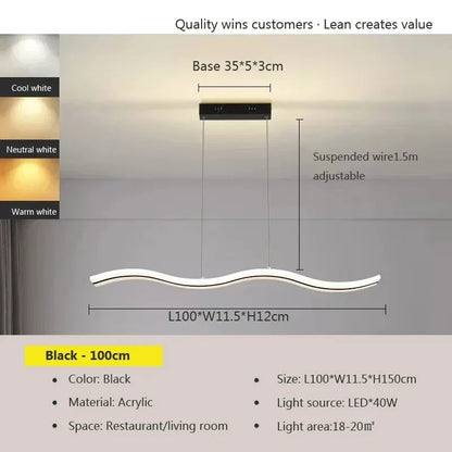Qyartistry Modern LED Chandelier – Polished Chrome Linear Pendant Lamp