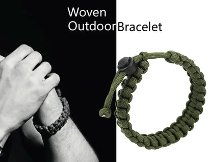 Adjustable Men Women Survival Emergency Bracelet Paracord Bracelet Weaving Wristband for Camping Hiking Outdoor Tool Accessories