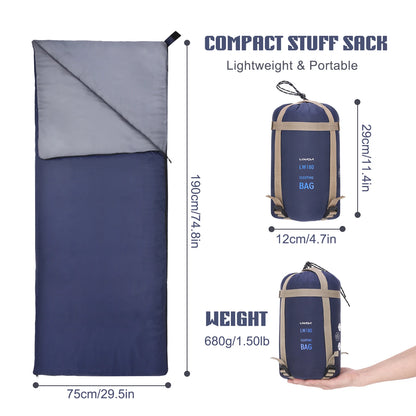 Lixada 190 * 75cm Outdoor Envelope Sleeping Bag Camping Travel Hiking Multifunction Ultra-light 680g