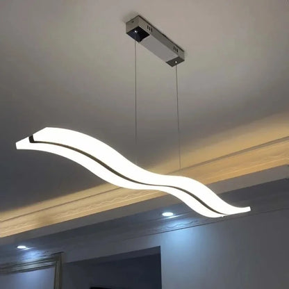 Qyartistry Modern LED Chandelier – Polished Chrome Linear Pendant Lamp