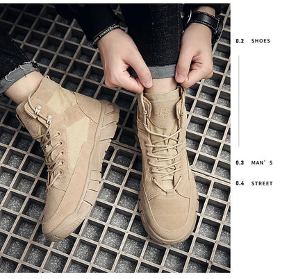 Men Combat Boots Summer Breathable Comfortable Canvas Men Ankle Boots Casual Lightweight Outdoor Jogging Platform Mesh Men Boots