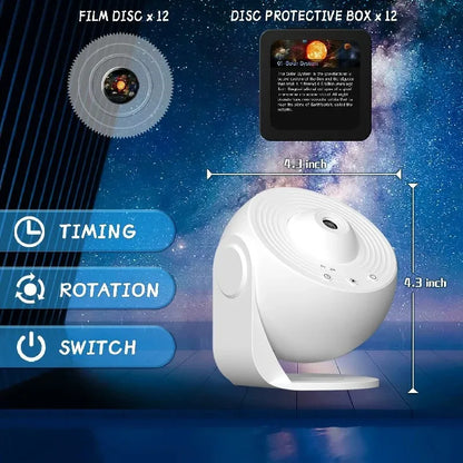 Galaxy Projector for Bedroom, HD Image Star Projector Galaxy Light Adjustable Knob, 13 Film Discs Planetarium Projector for Kids