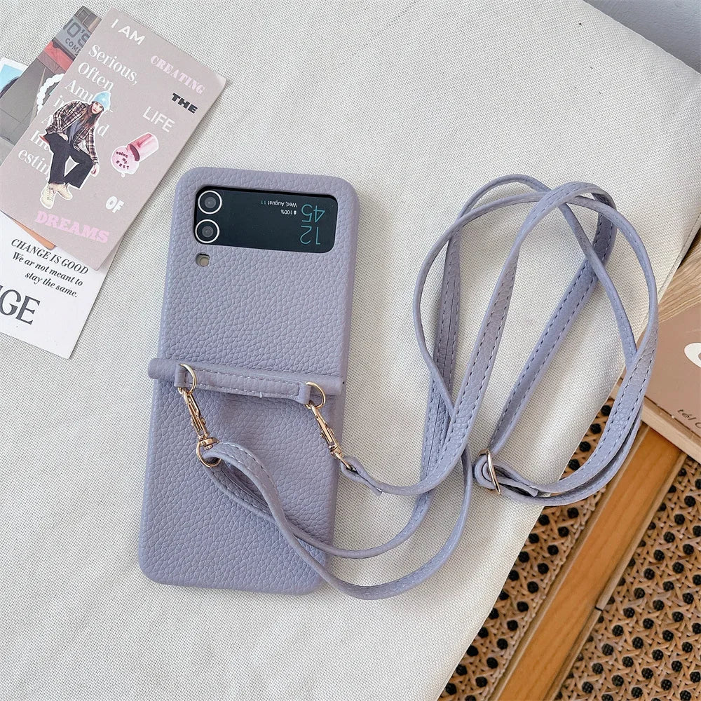szHAIyu Crossbody PU Leather Phone Case for Samsung Galaxy Z Flip 6 5 4 3