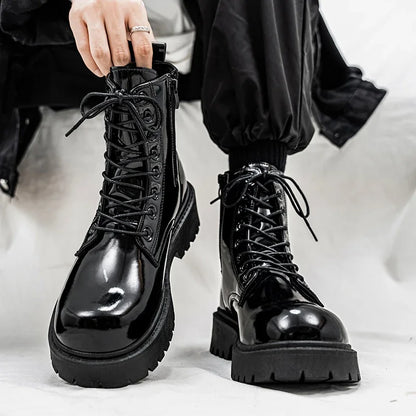 Hot Sale High Top Casual Boots Men's Shoes NewFashion Thick Bottom Motorcycle Ankle Boot for Men Winter Boots Man Shoes Lace-Up
