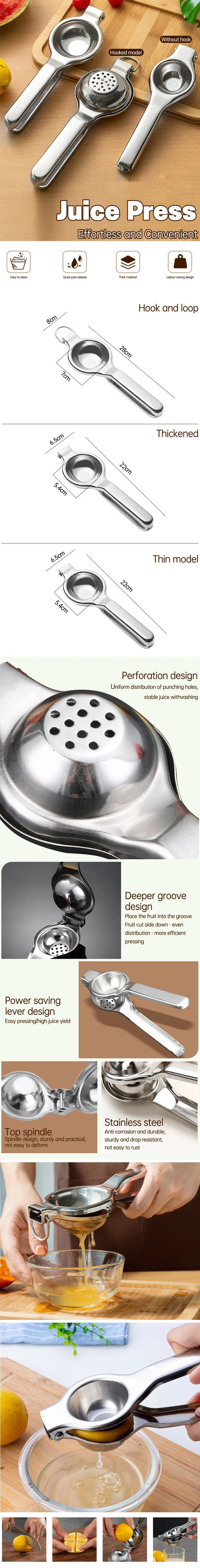 HypeHub Stainless Steel Manual Citrus Juicer – Lemon & Orange Press