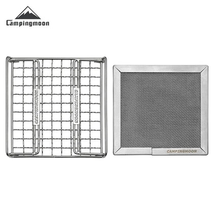 CAMPINGMOON Outdoor Camping 304 Stainless Steel Folding Toast Grill Net, Evenly Baked Card Type Gas Stove Barbecue Net