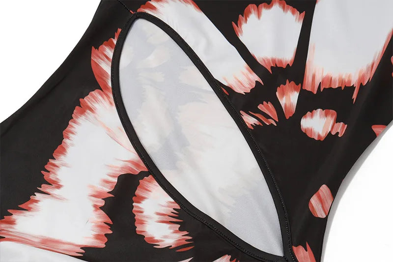 Hollow Out Printed Sleeveless Maxi Dress Women's Summer Fashion Slim High Waist Sexy Elegant Female Bodycon Long Dress New