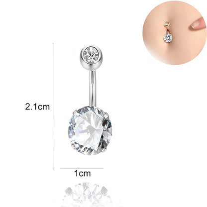 BLUELANS Rhinestone Double Cross Dangle Navel Ring – Surgical Steel Belly Button Piercing