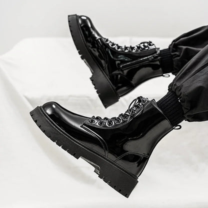 Hot Sale High Top Casual Boots Men's Shoes NewFashion Thick Bottom Motorcycle Ankle Boot for Men Winter Boots Man Shoes Lace-Up