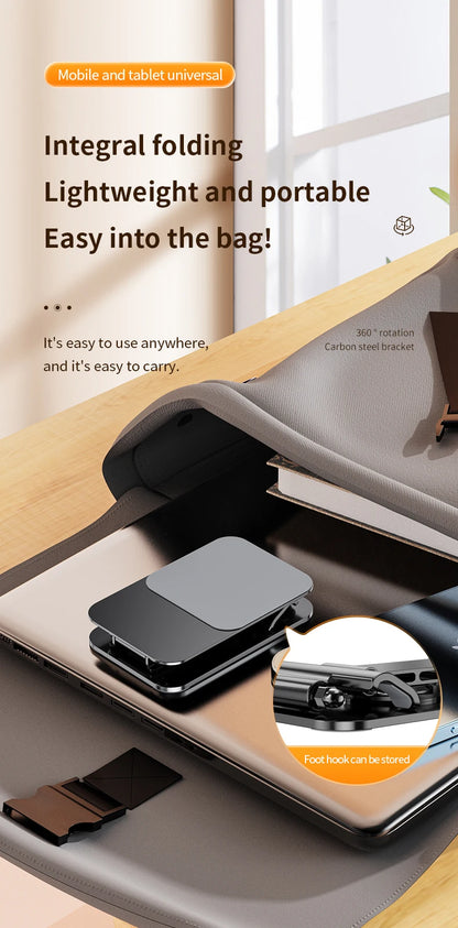 VIKEFON Universal Aluminum Alloy Foldable Phone & Tablet Stand – Adjustable