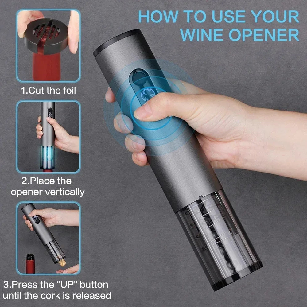 FENSTOEN Electric Wine Bottle Opener – USB Rechargeable Automatic Corkscrew