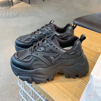 Thick Soled Sports Women's Shoes 2024 New Mesh Breathable and Versatile Height Increasing Casual Sports Vulcanized Shoes Sneaker