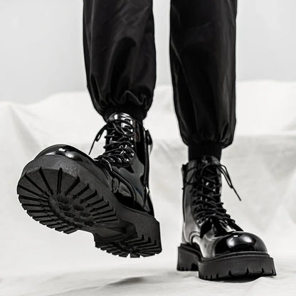 Hot Sale High Top Casual Boots Men's Shoes NewFashion Thick Bottom Motorcycle Ankle Boot for Men Winter Boots Man Shoes Lace-Up