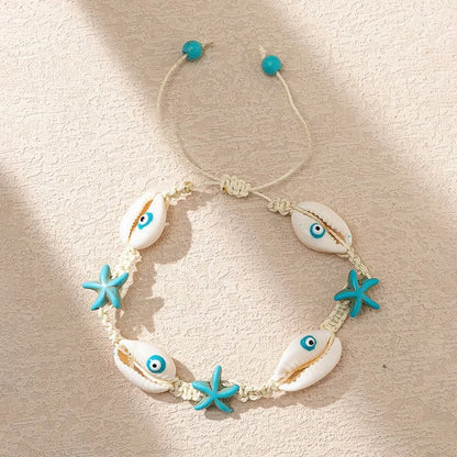 MOONBIFFY Bohemian Shell Bead Bracelet – Women's Ocean Star Turtle Woven