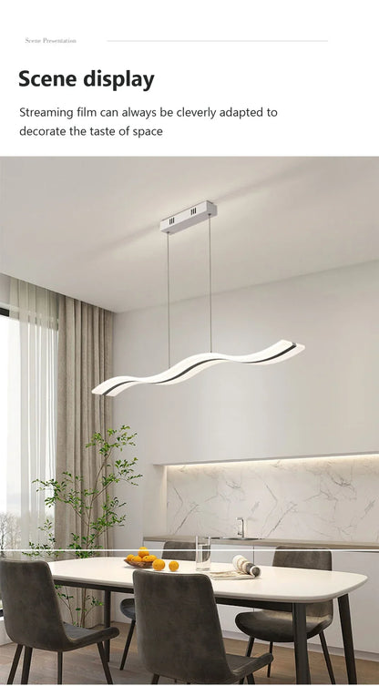 Qyartistry Modern LED Chandelier – Polished Chrome Linear Pendant Lamp