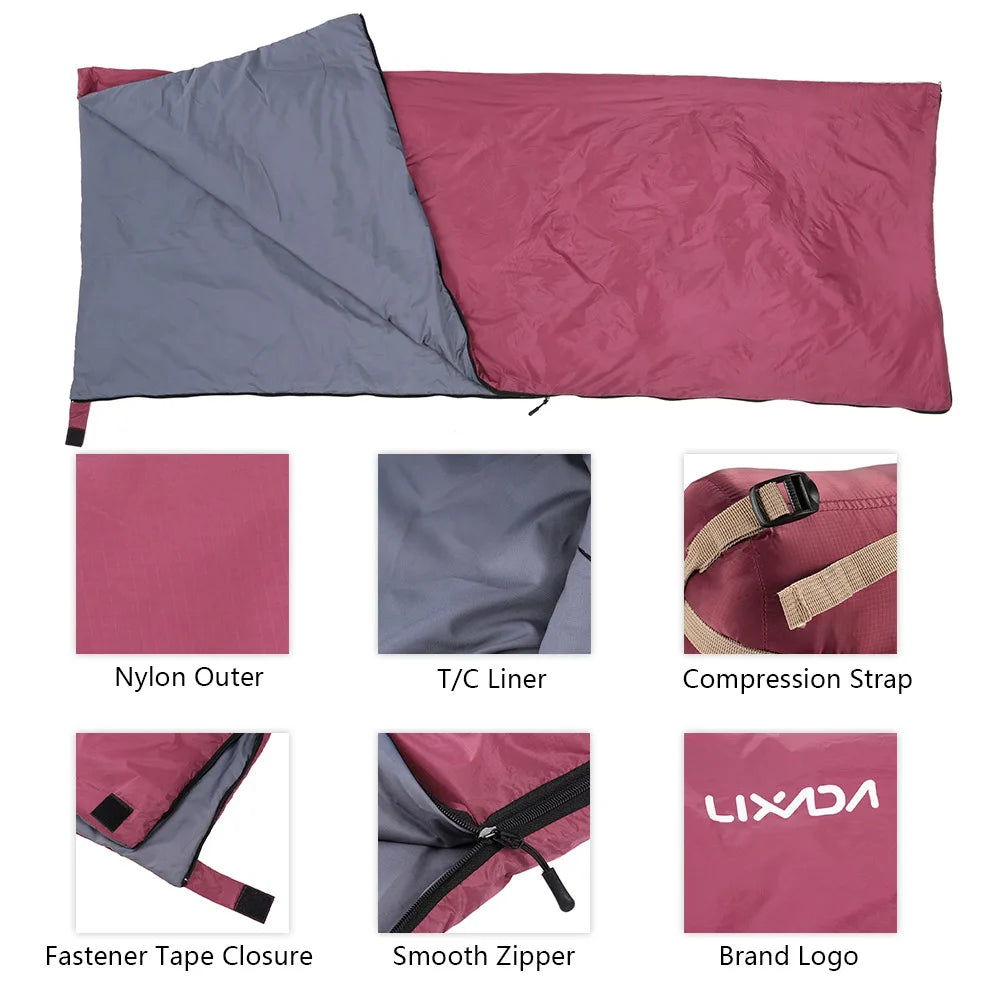 Lixada 190 * 75cm Outdoor Envelope Sleeping Bag Camping Travel Hiking Multifunction Ultra-light 680g