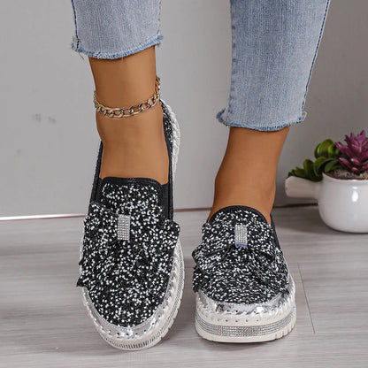 Women'S Sneakers Women'S Fashion Sequin Bow Casual Shoes Slip On Casual Comfortable Shoes лоферы женские