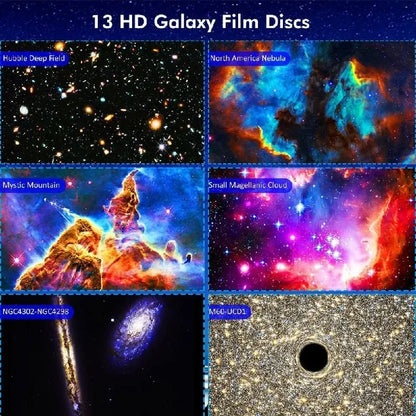 Galaxy Projector for Bedroom, HD Image Star Projector Galaxy Light Adjustable Knob, 13 Film Discs Planetarium Projector for Kids