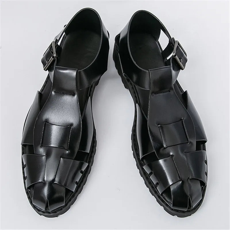 Summer Fashion New Men Gladiators Gold Buckle Platform Casual Shoes Breathable Beach Sandals Outdoor Slippers Plus Size
