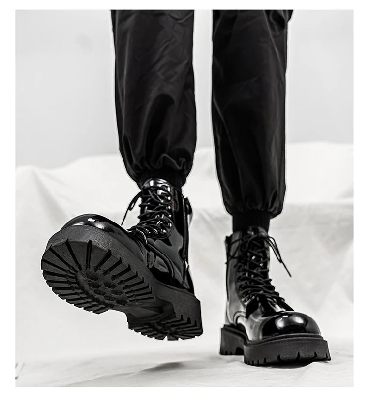 Hot Sale High Top Casual Boots Men's Shoes NewFashion Thick Bottom Motorcycle Ankle Boot for Men Winter Boots Man Shoes Lace-Up