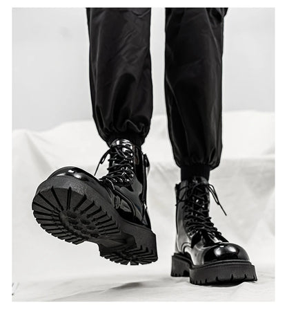 Hot Sale High Top Casual Boots Men's Shoes NewFashion Thick Bottom Motorcycle Ankle Boot for Men Winter Boots Man Shoes Lace-Up