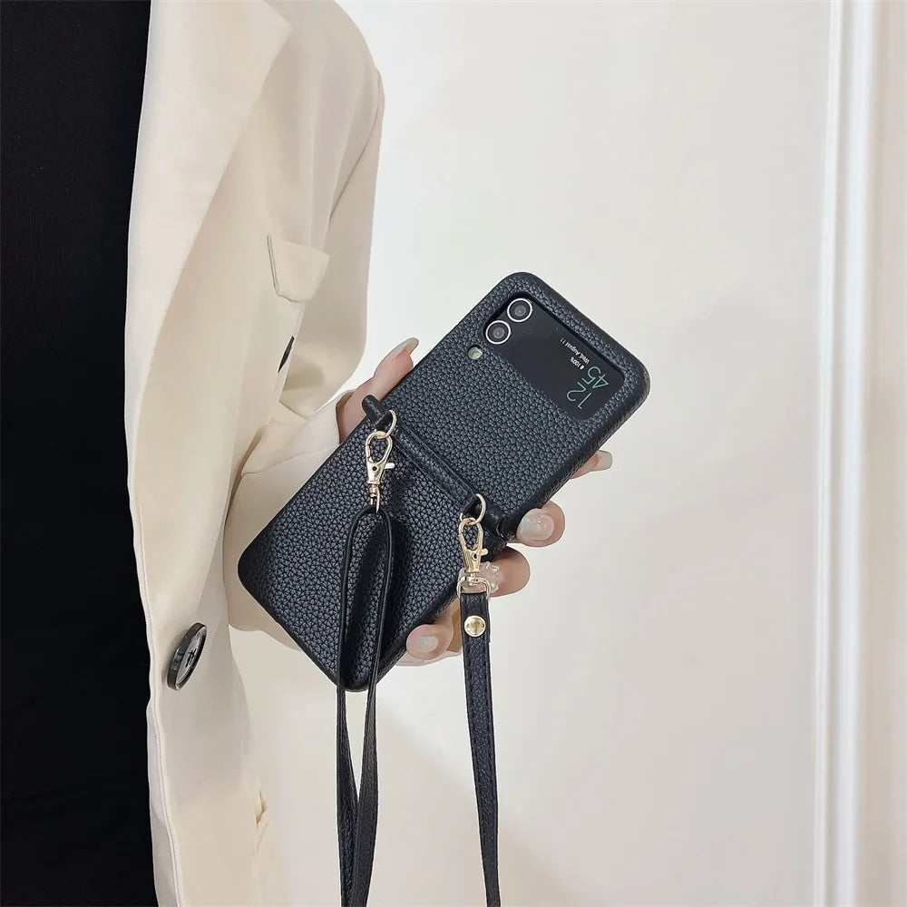 szHAIyu Crossbody PU Leather Phone Case for Samsung Galaxy Z Flip 6 5 4 3