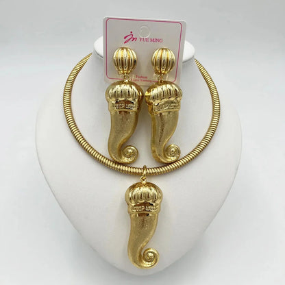 YMChoice Dubai 18K Gold Plated Water Drop Necklace & Earrings Set