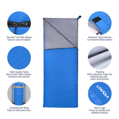 Lixada 190 * 75cm Outdoor Envelope Sleeping Bag Camping Travel Hiking Multifunction Ultra-light 680g