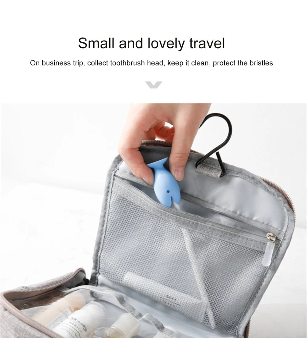 Tooth Brush Cover Caps Stand Cute Standing Portable Travel Toothbrush Head Cover Cute Fish Shape Silicone Suction Cup Toothbrush