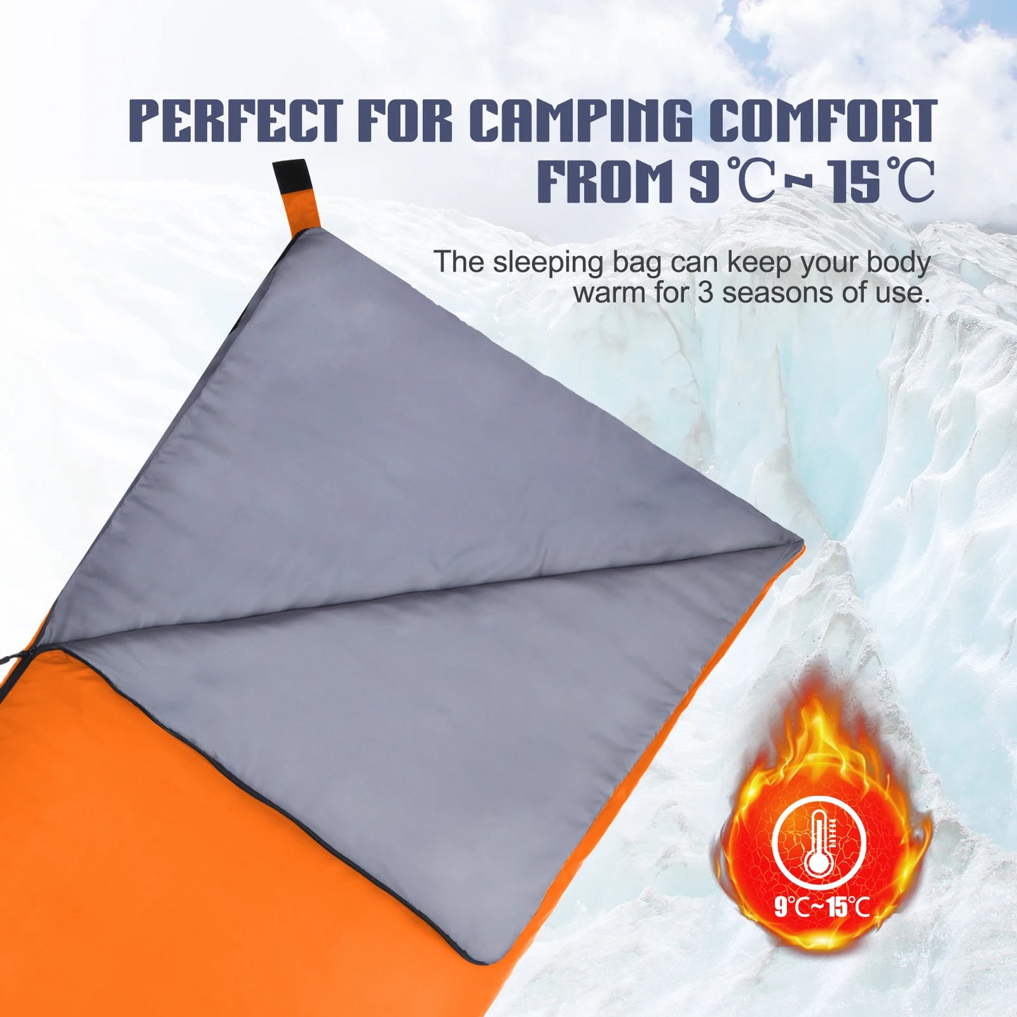 Lixada 190 * 75cm Outdoor Envelope Sleeping Bag Camping Travel Hiking Multifunction Ultra-light 680g