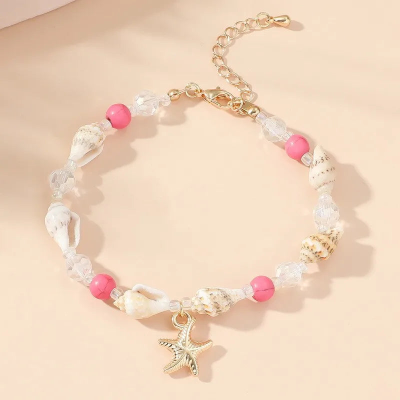 MOONBIFFY Bohemian Shell Bead Bracelet – Women's Ocean Star Turtle Woven