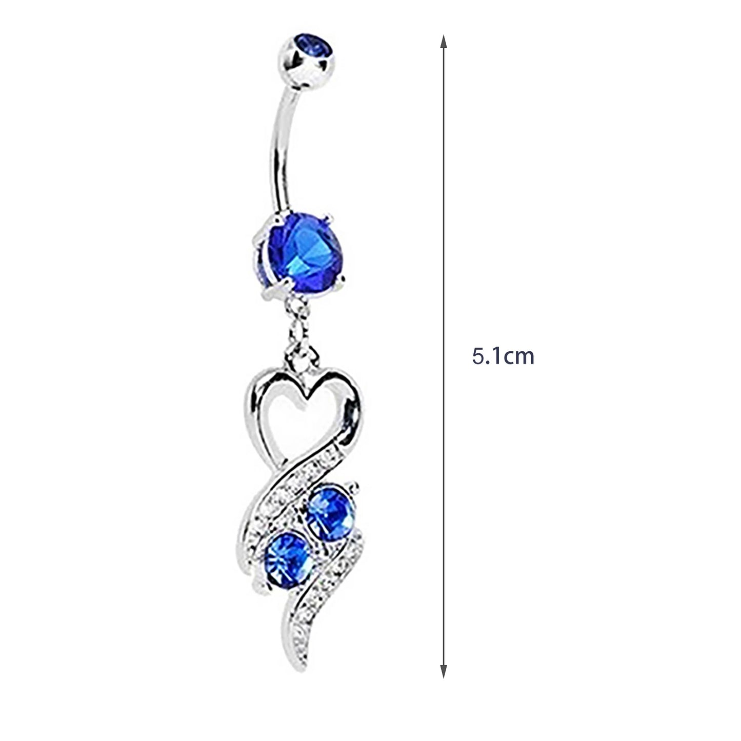 BLUELANS Rhinestone Double Cross Dangle Navel Ring – Surgical Steel Belly Button Piercing
