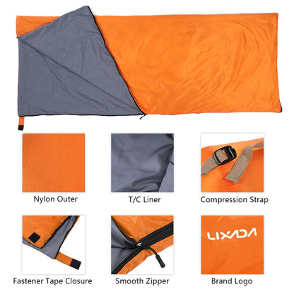 Lixada 190 * 75cm Outdoor Envelope Sleeping Bag Camping Travel Hiking Multifunction Ultra-light 680g