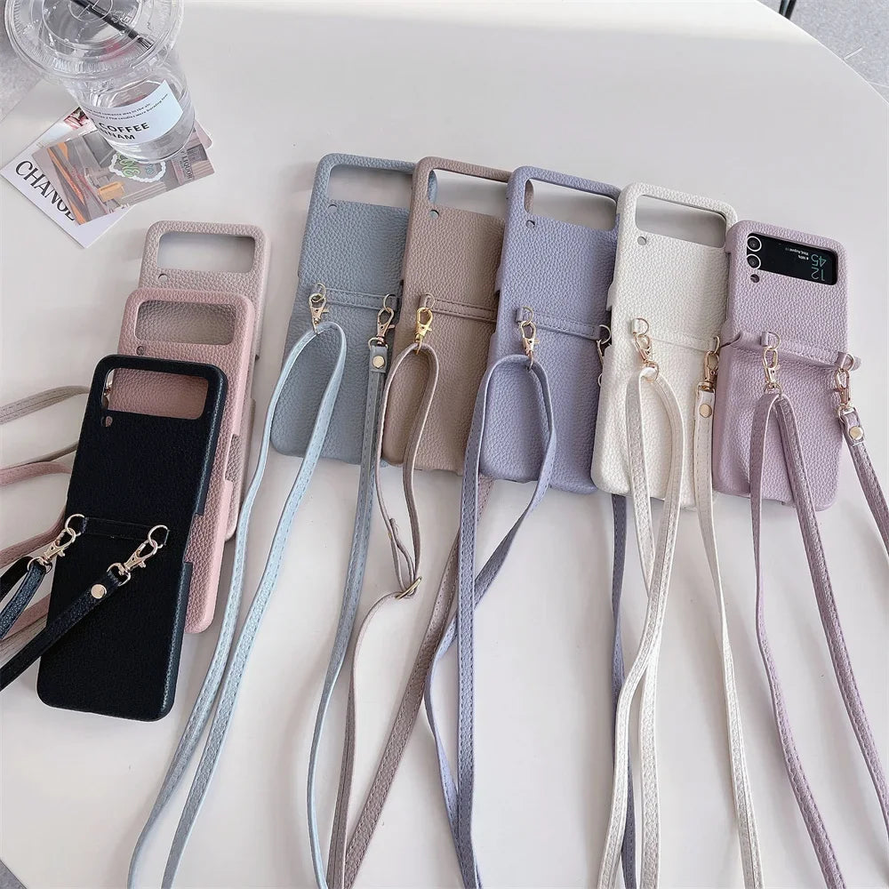 szHAIyu Crossbody PU Leather Phone Case for Samsung Galaxy Z Flip 6 5 4 3