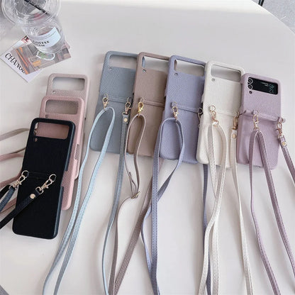 szHAIyu Crossbody PU Leather Phone Case for Samsung Galaxy Z Flip 6 5 4 3