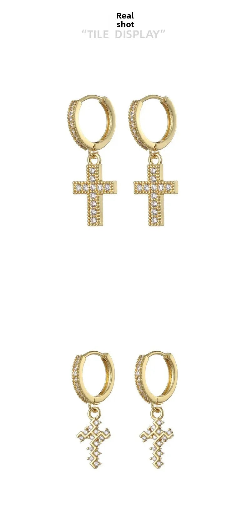 HypeHub Color Diamond Cross Hoop Earrings – American Style Ear Clip