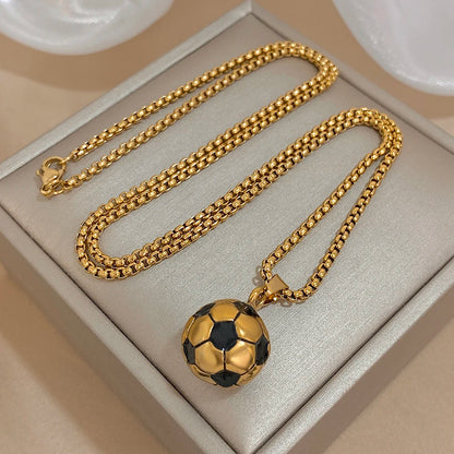 Flashbuy Stainless Steel Soccer Football Pendant Necklace for Men & Women