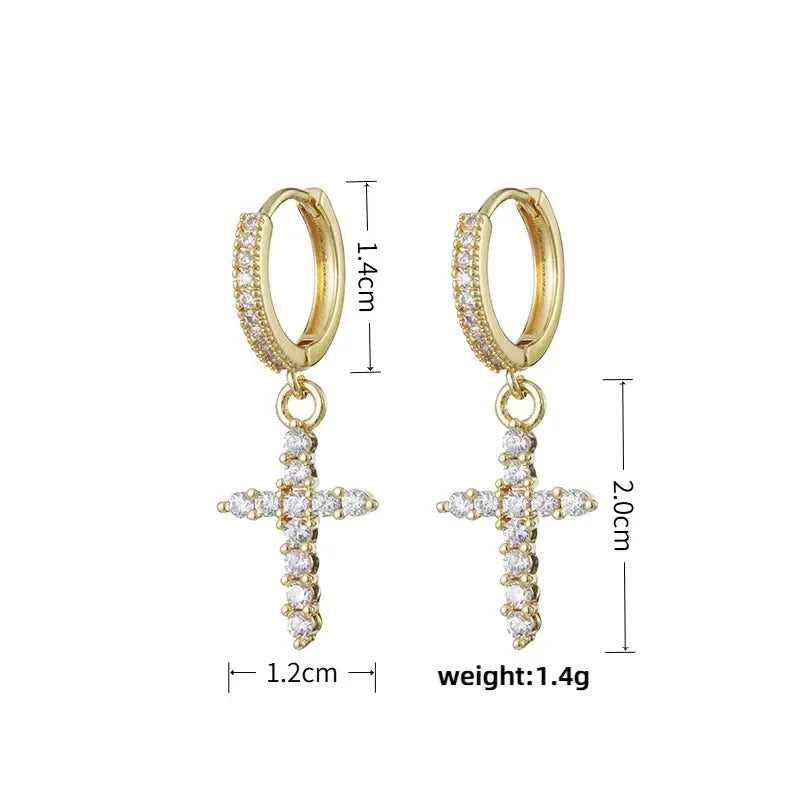 HypeHub Color Diamond Cross Hoop Earrings – American Style Ear Clip