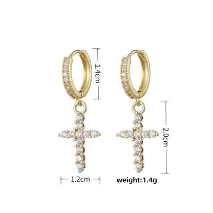 HypeHub Color Diamond Cross Hoop Earrings – American Style Ear Clip