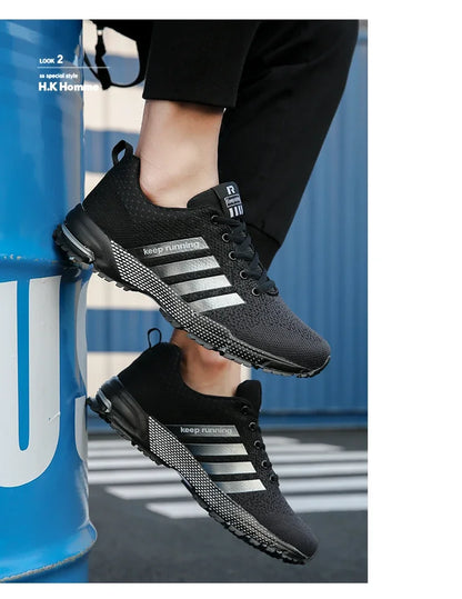 Men Sneakers Fashion Breathable Mesh Comfortable Black Sports Shoes Anti-Slip Outdoor Casual Running Mens Shoe Zapatillas Hombre