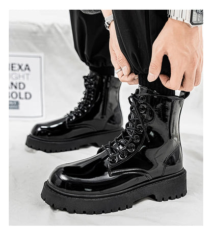 Hot Sale High Top Casual Boots Men's Shoes NewFashion Thick Bottom Motorcycle Ankle Boot for Men Winter Boots Man Shoes Lace-Up