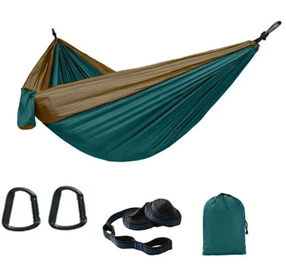 Single Person Portable Outdoor Camping Hammock With Nylon Color Matching Hammock High Strength Parachute Fabric Hanging Bed