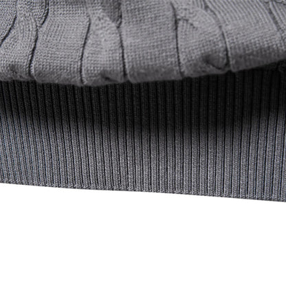 AIOPESON Mens Giraffe Embroidery Cotton Sweaters Round Neck Classic Twist Patterned Pullover Knitted Sweater for Men
