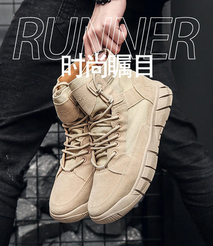 Men Combat Boots Summer Breathable Comfortable Canvas Men Ankle Boots Casual Lightweight Outdoor Jogging Platform Mesh Men Boots