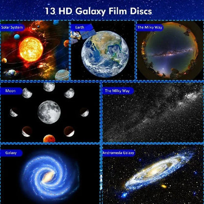 Galaxy Projector for Bedroom, HD Image Star Projector Galaxy Light Adjustable Knob, 13 Film Discs Planetarium Projector for Kids